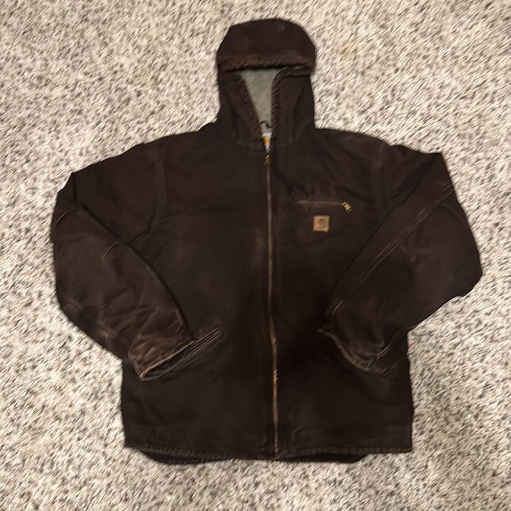 VINTAGE CARHARTT ZIP UP! SUPER RARE BROWN COAT SHERPA LINED IN GREAT CONDITION!